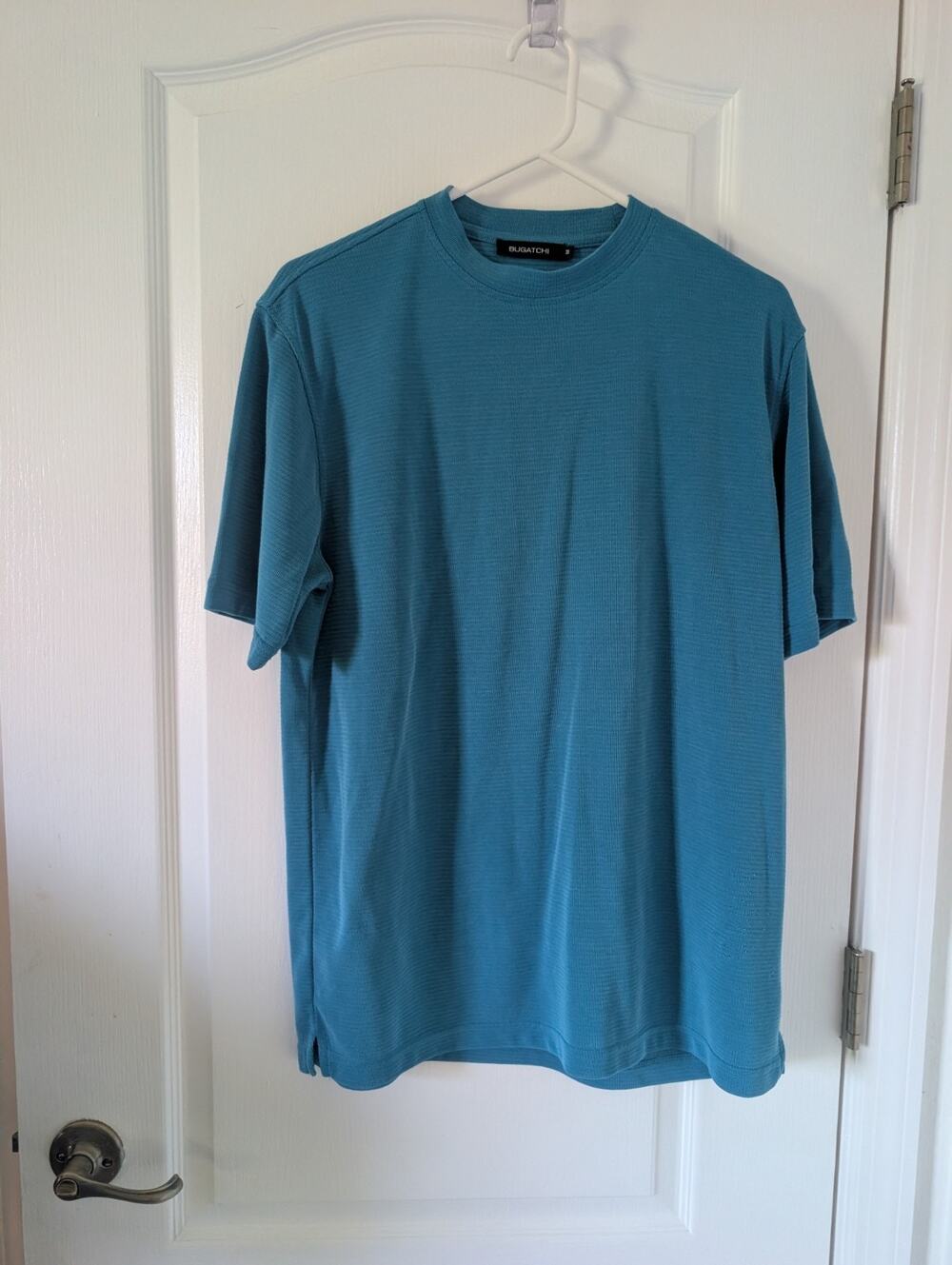 Bugatchi Uomo Mens Blue Short Sleeve Crew Neck Pullover T-Shirt Size Medium